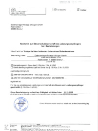 Nachweis Steuerschuldnerschaft bei Elektroanlagen Rolapp & Krüger GmbH in Ohrdruf